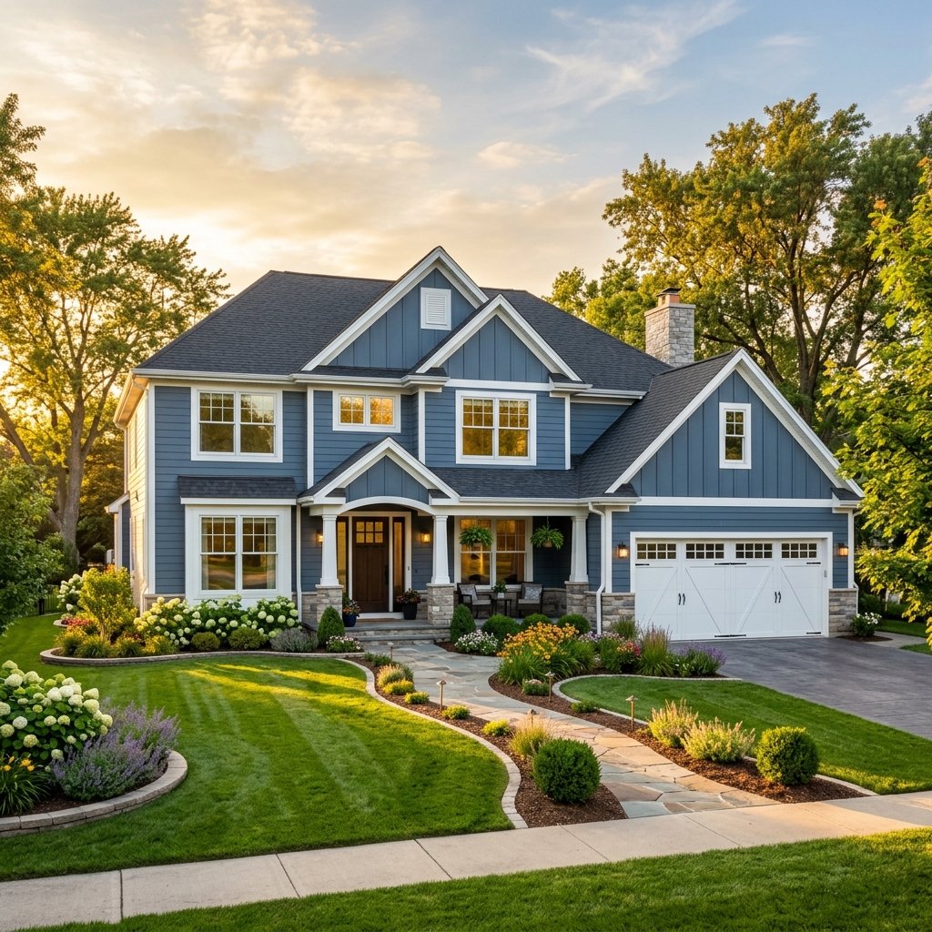 Beautiful freshly painted house exterior